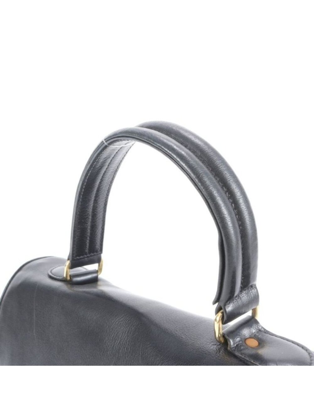 ★SOLD★ Celine Vintage Leather Handbag Tote Black Gold Ree - Picture 2 of 8